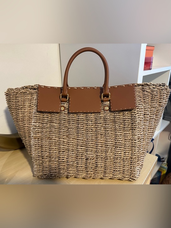 Carolina Herrera Handbags - CH Carolina Herrera Vendome Woven Raffia Leather Tote Large Summer Bag